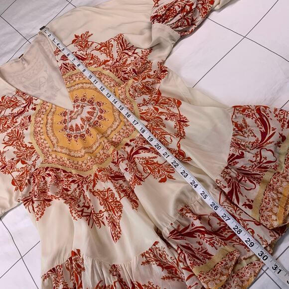 Free People Cream Sunset Dreams Tunic Flutter Sleeve Sand XS Bohemian Festival - Picture 6 of 7